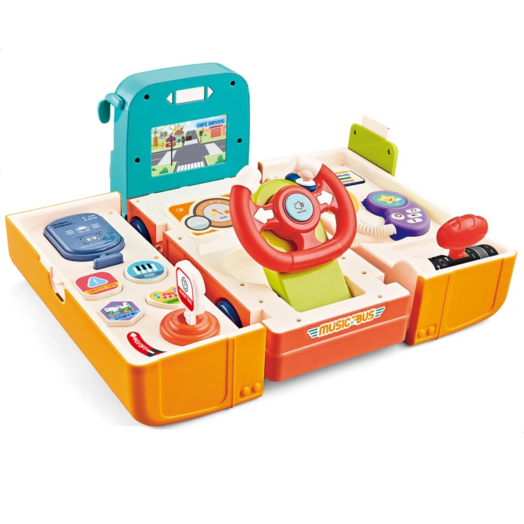 Factory Wholesale Deformation Car Simulation Driving Musical School Bus Toy For Kids
