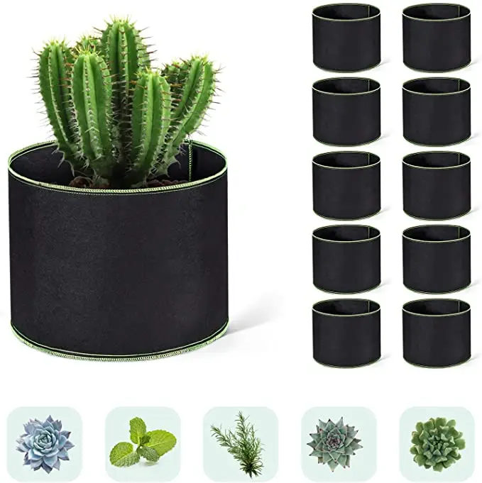 Thickened Heavy Duty Aeration Fabric Pots Non woven Fabric Root  Pots Plant Grow Bags with Handles