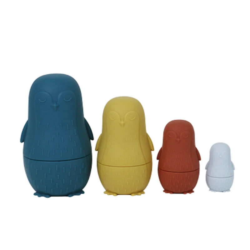 New Russian Nesting Toys Penguin Toddler Stacking Dolls Kids Silicone Matryoshka Dolls