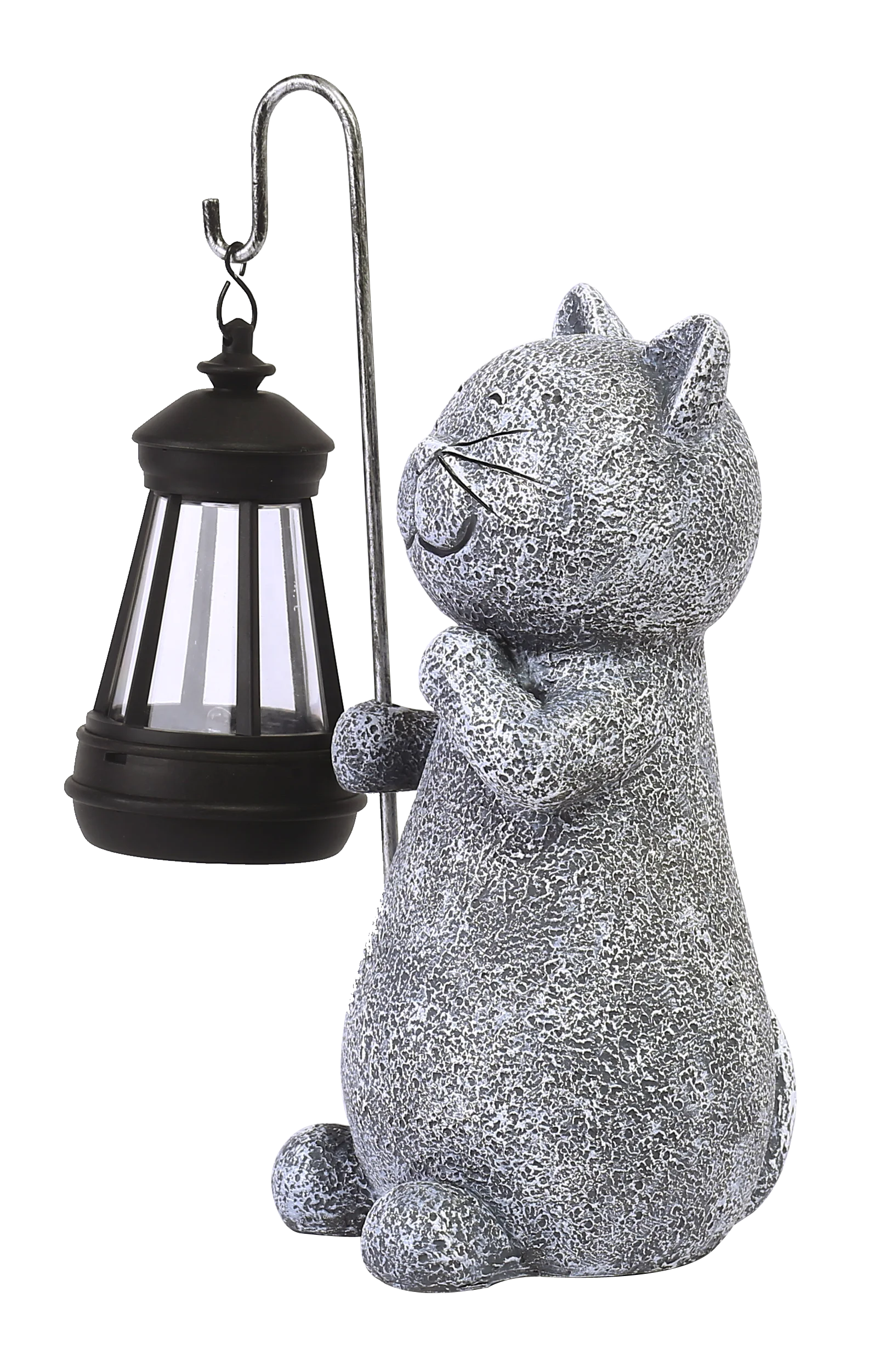 BSCI Factory Solar Garden Statue Cat Figurine with Solar Lantern for Patio,Balcony and Yard Decoration