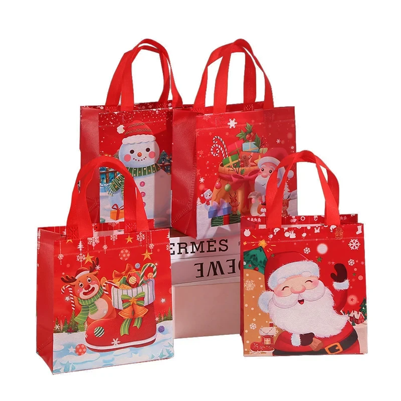 KM custom reusable grocery non-woven gift bag christmas for packaging with christmas design