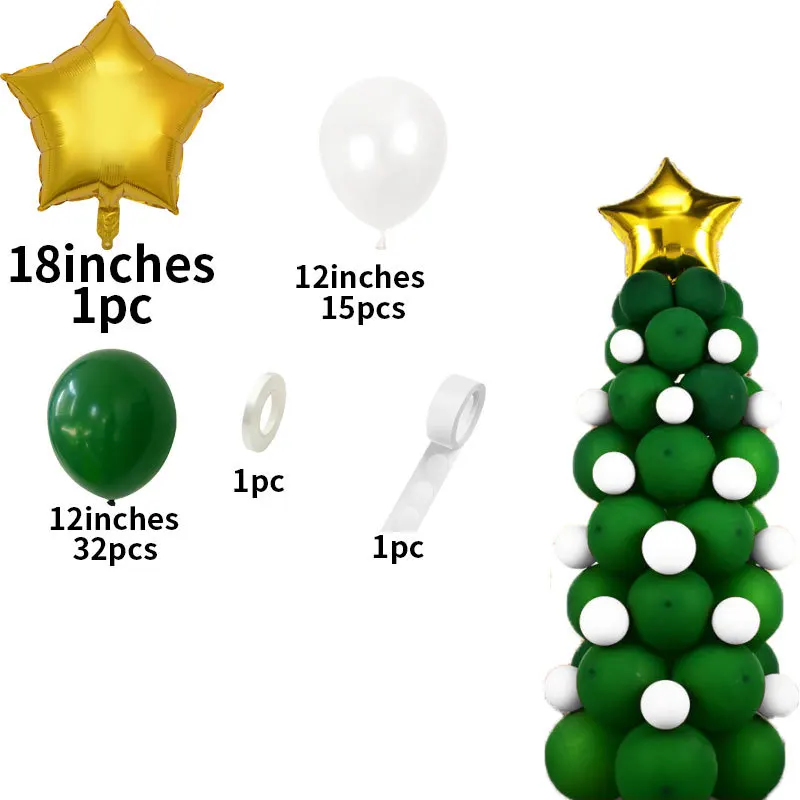 Best Selling Christmas Tree Ballon Column Balloon Set Pentagram Star Merry Christmas Mall Home Party Decoration Supplies