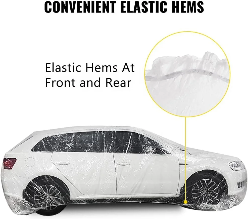 Waterproof Dustproof Full Exterior Covers Universal Plastic Car Cover Disposable for Sedan Outdoor Snow Rain Weather