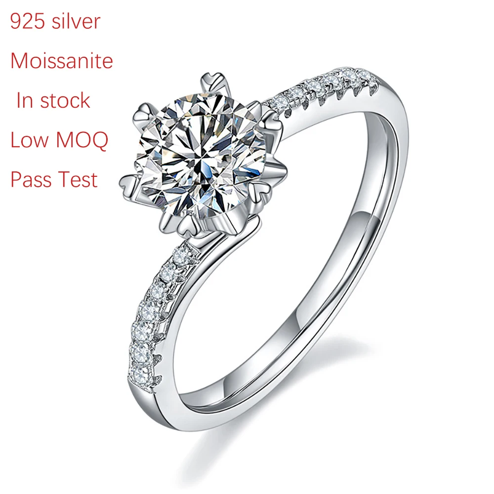 Diamond Wedding Rings Jewelry Women Engagement Real Silver VVS Moissanite 1 ct Lab Grown Eternity Diamond Engagement Ring