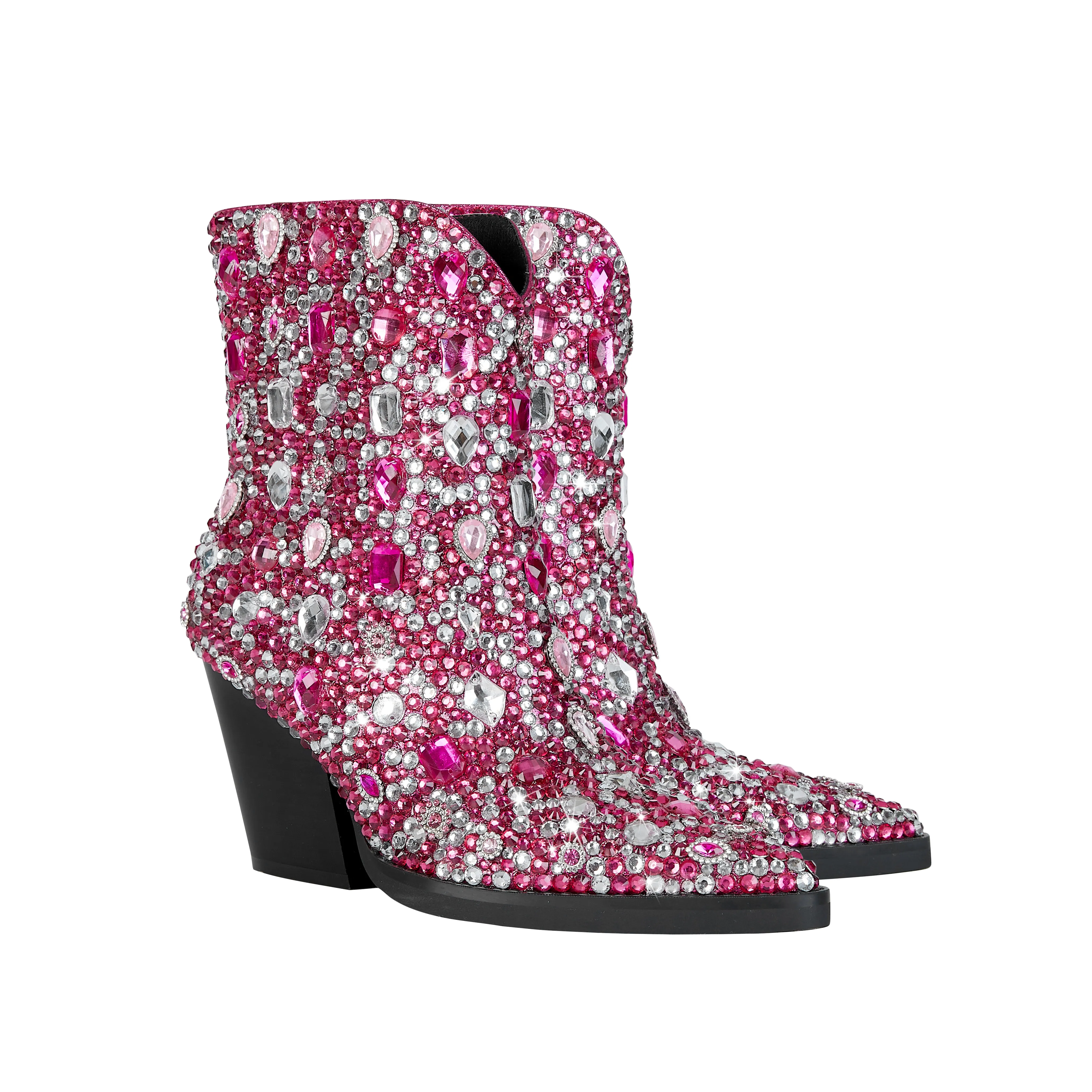 WETKISS 2023  Pink Jewelry Luxurious Rhinestones Hand Inlay Pointed Toe High Heel Western Boots Boots For Women And Girls