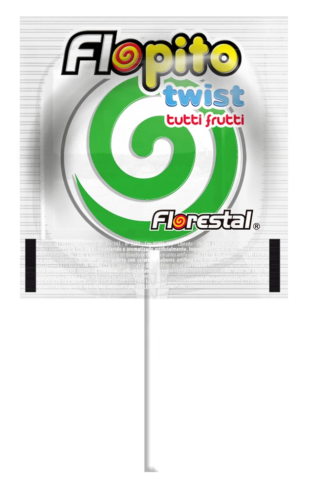 81667 - Flopito Twist White and Green Tutti Frutti Tongue Tattoo Pops 18g 20x25un