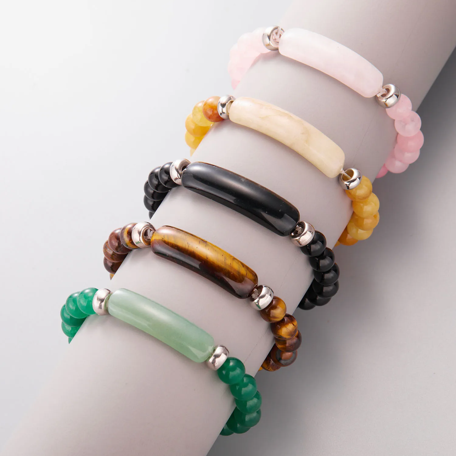 Wollet Wholesale Agate Women Natural Stone  Handmade Precious Gemstone Crystal Round Bead Bracelet