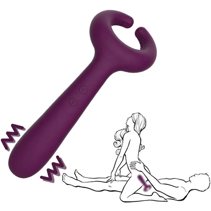 Double-Head Men Women Orgasm Massage Vibrator Lock Fine Ring Vagina Sex Vibrator for Couples
