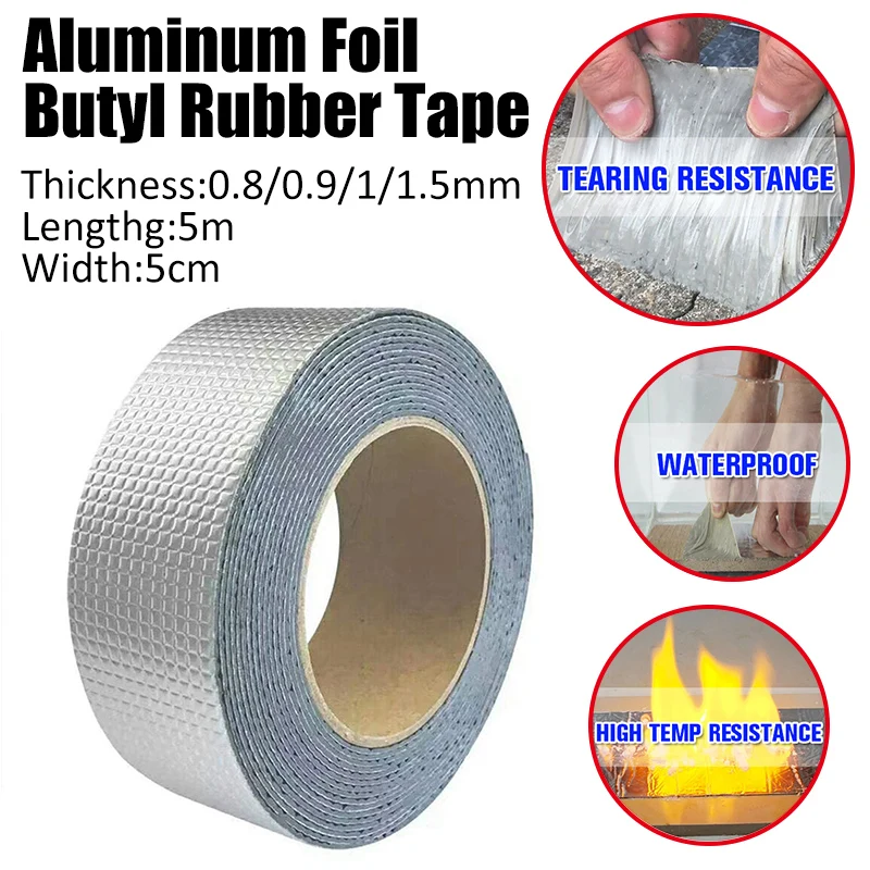Fashion Hot selling 1.2mmx5cmx5m Butyl rubber Waterproof flashband Polyester sealant butyl rubber tape with good price