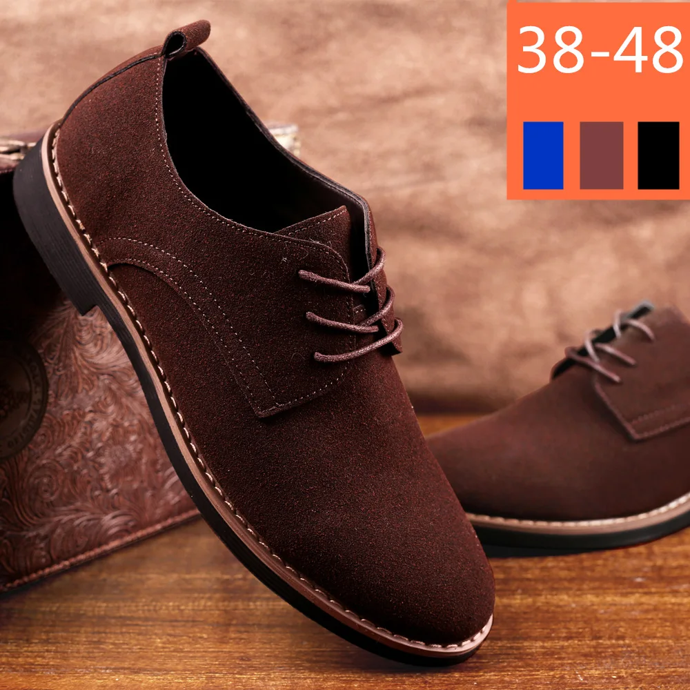 Mens British Style Business Casual Shoes in Plus Size PU Leather With Frosted Anti-Slip Lace-Up Closure Autumn Loafers