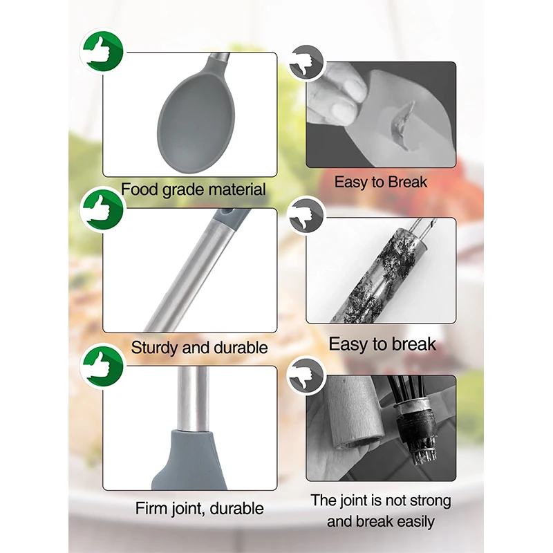 8 PCS Wholesale Multi-Functional Stainless Steel Kitchen Utensil Silicone Cooking Shovel Tool Sets