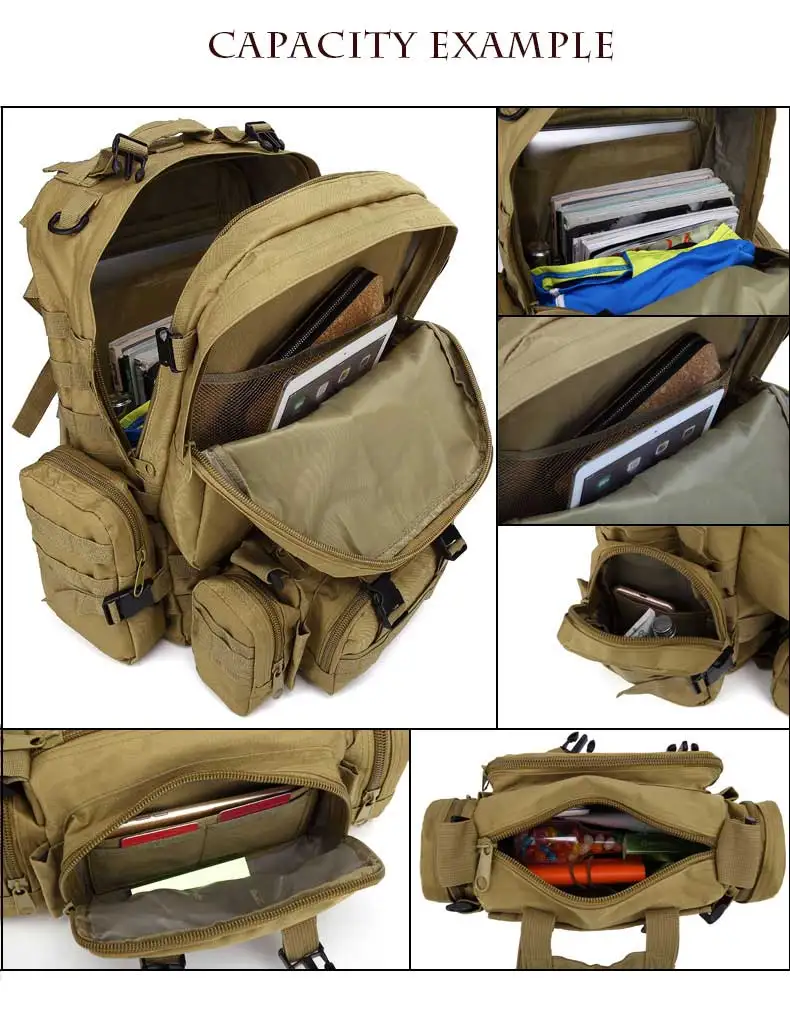 MU 70 75 80 L Genuine Waterproof Combination Qucksack Bag Sports Camping Expandable Tactical Backpack With 3 Pocket