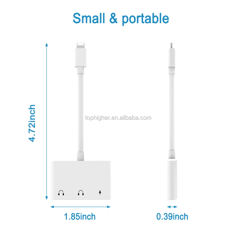 For iPhone Audio Adapter Earphone Jack Splitter Lighting 3.5 mm Headphone Adapter Audio Connector Headphones Adapter for iPad