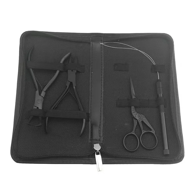 Harmony Hair Salon Kit Black Hair Extension Tools with Micro Rings Beads Opener Closer Pliers Loop and Crane Scissors 1 Piece