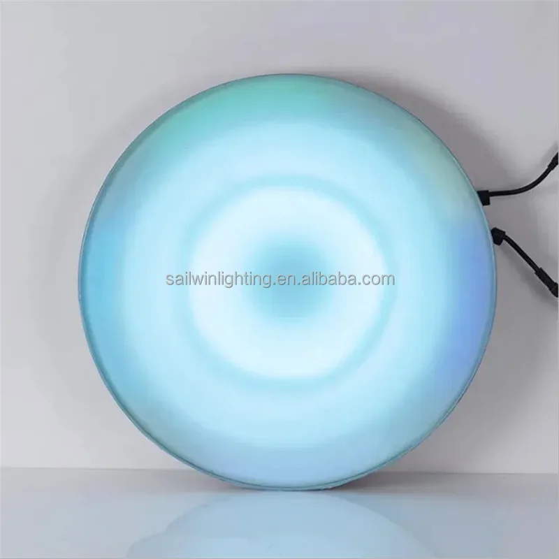 Sailwin Stage Lights Interactive Round LED Dance Floor Pressure Sensor Game Tiles Circle Light Up 3D Stage Luminous For Wedding