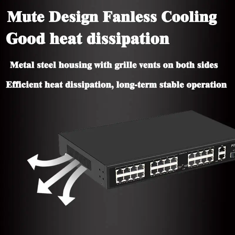 GZCOM PoE Switch 24 10/100Mbps PoE Ports + 2*Gigabit Ethernet Ports+1*Gigabit SFP Network 24 Ports PoE Switch for IP Camera CCTV