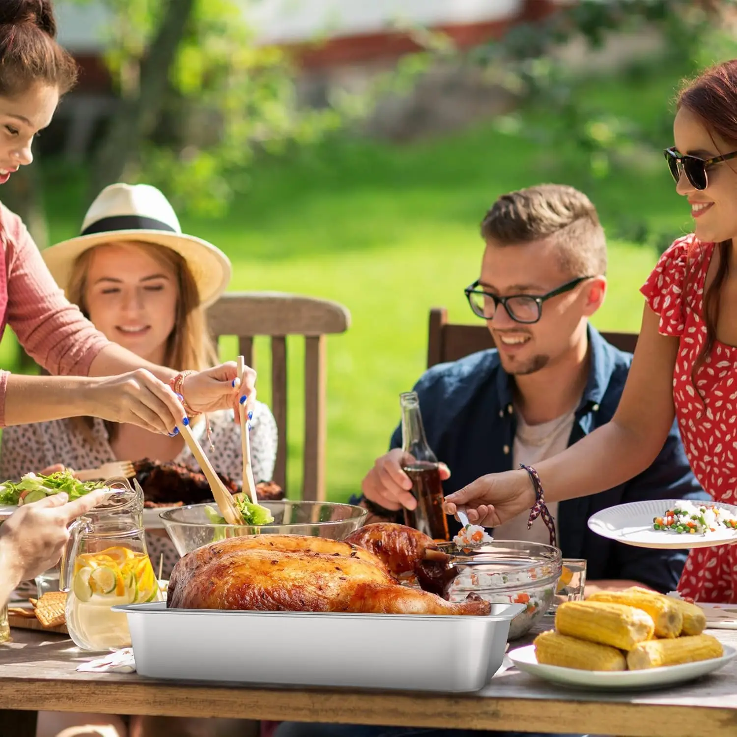 45*35cm Food Grade Rectangle Deep Roasting Lasagna Baking Dish Stainless Steel Cake Pan Baking Pans Steam Hotel GN Pan For Oven