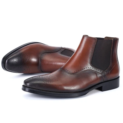 Популярные модные дизайнерские модельные туфли; Классические кожаные мужские ботинки «Челси»