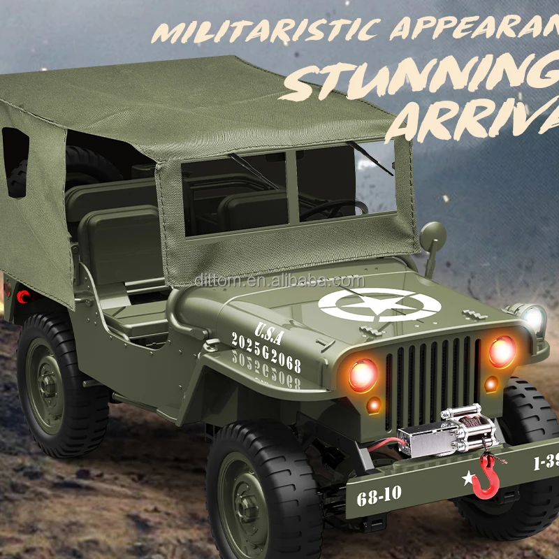 Военный джип-автомобиль 1/10 Willis имитация многоцелевого внедорожника со светодиодными лампами
