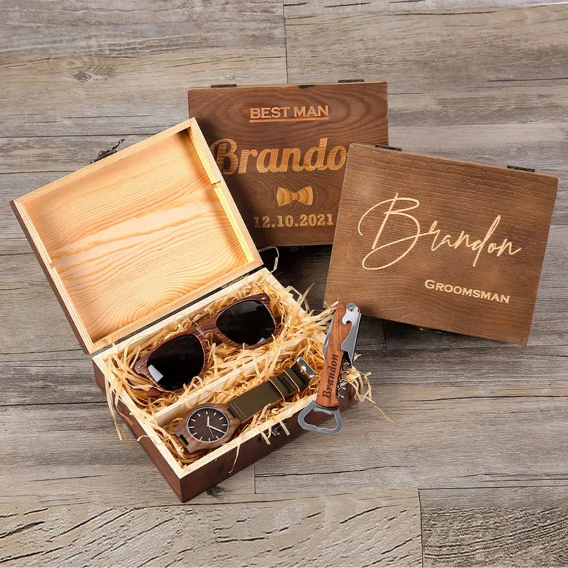 Pan wedding memory box handmade engrave logo photo Album souvenir gift packaging box wooden Keepsake Box