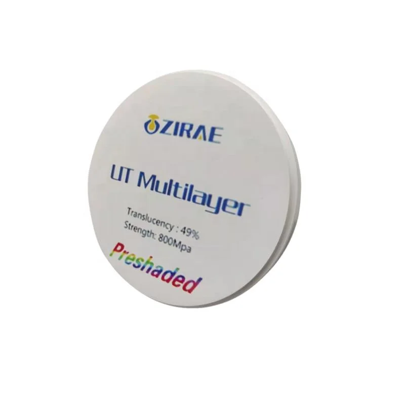 CE approved 49% translucent UT multilayer  zirconia dental block for CAD CAM Open system