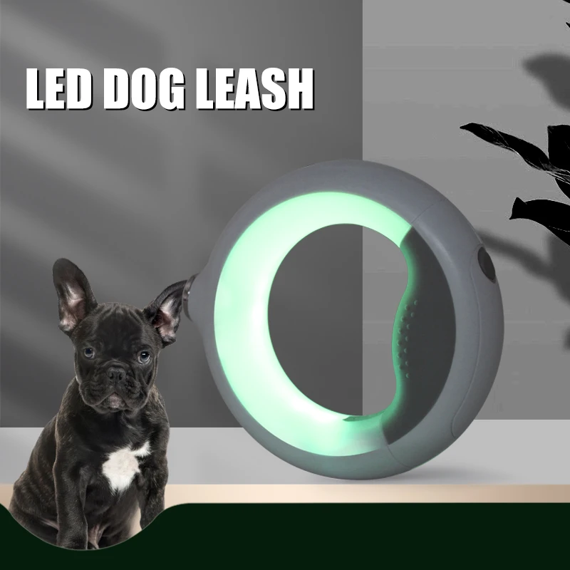 Smart Dog Leash with Multi-Color LED Lights USB Charger Leash Dog Training Retractable Leash Glowing Flashing