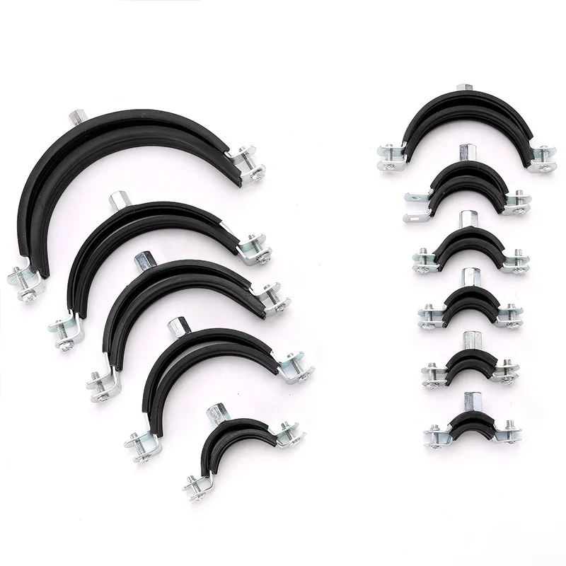 Rubber Clamp Pipe Support Bracket Metal Pipe Strap Heavy Duty Mount Galvanized Pipe Bracket