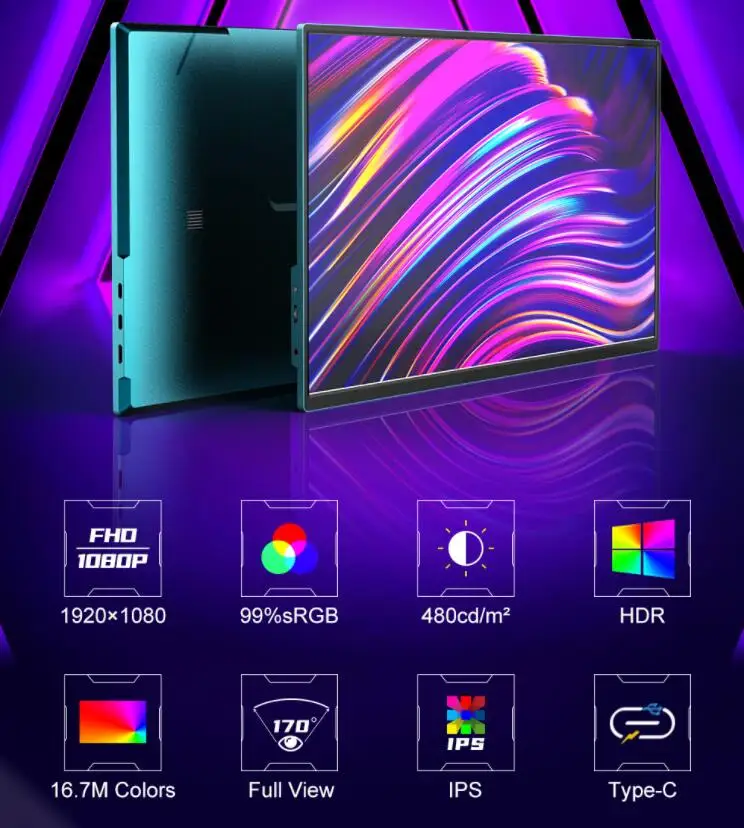  17 3 дюймов сенсорный экран с HD-MI Кабель разъемом типа c USB порт игровой Full HD 1920*1080P портативный монитор прямые трансляции для p4p