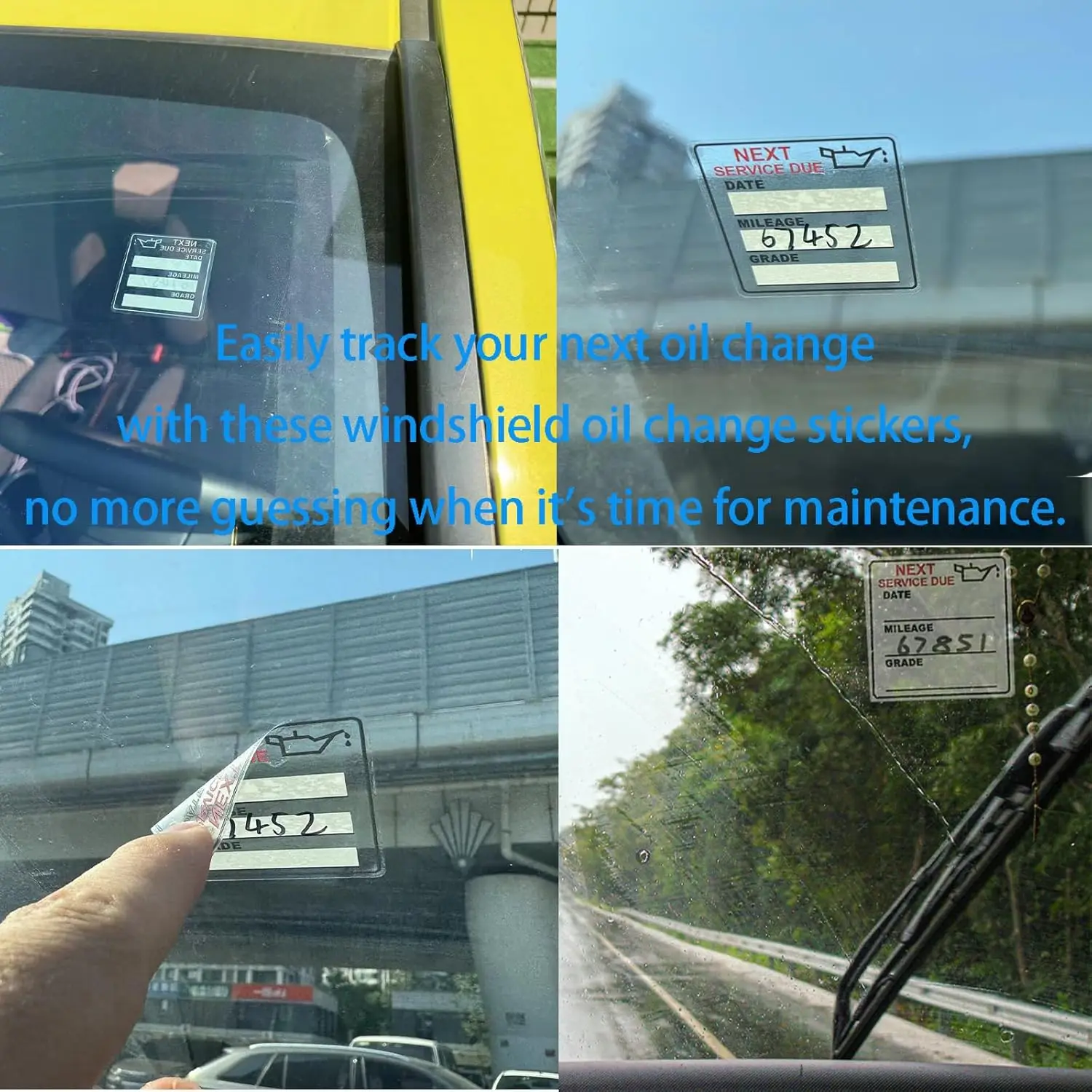 Car Maintenance Oil Change Sticker Service Reminder Transparent Waterproof Adhesive Label Sticker Electrostatic Film