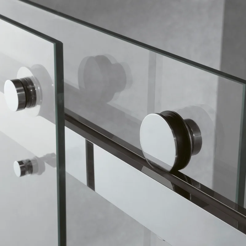Modern Frameless Tempered Glass Shower Door 8mm One Fixed One Sliding Shower Door For Bathroom