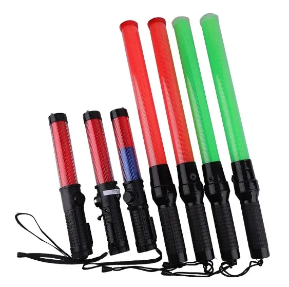 Red Blue durable 30CM 39cm Traffic Led Flashing Aircraft Marshalling BATON Wands with headlight and whistle