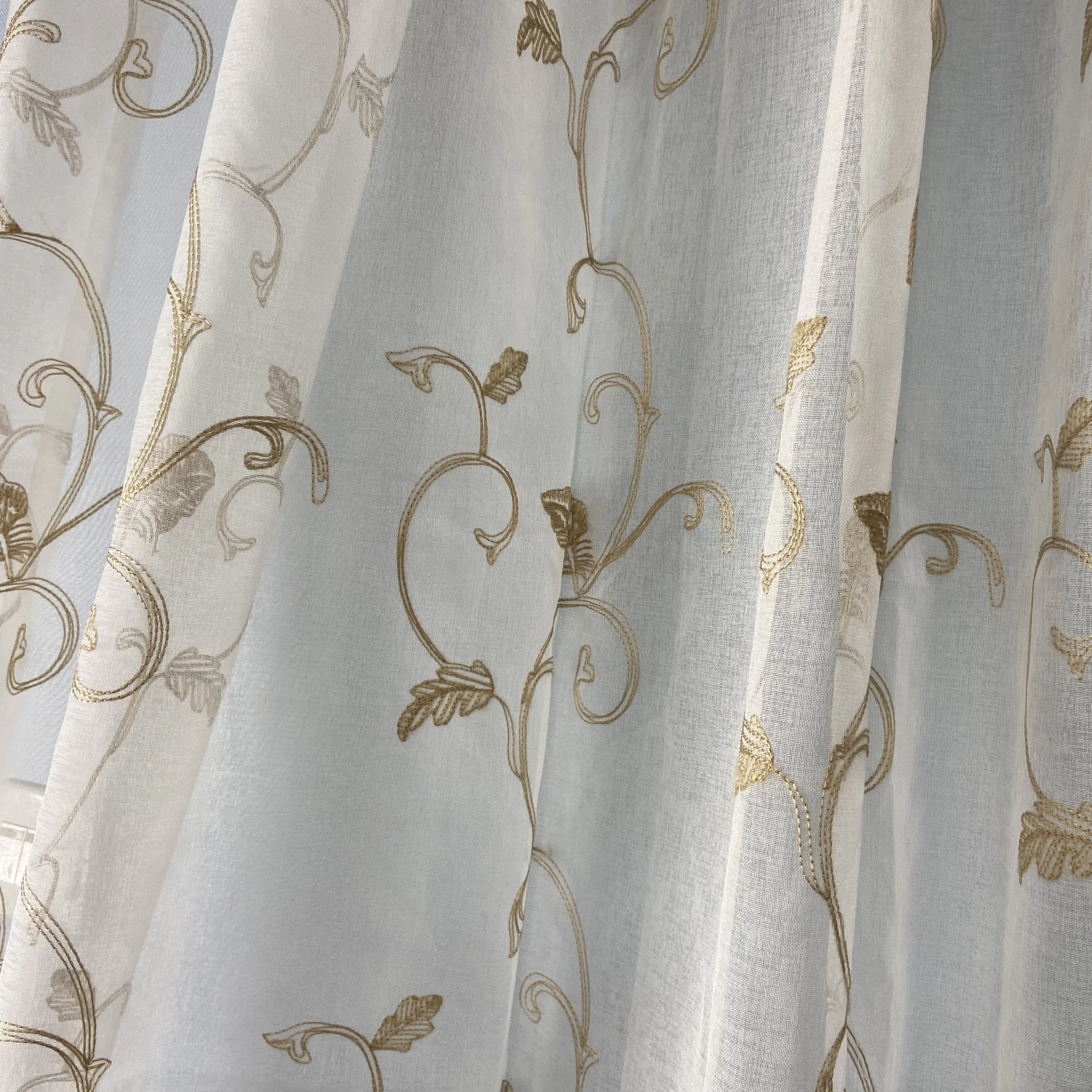 Good quality material black embroidery curtain, Jacquard fabric embroidery curtain Set of 2 /