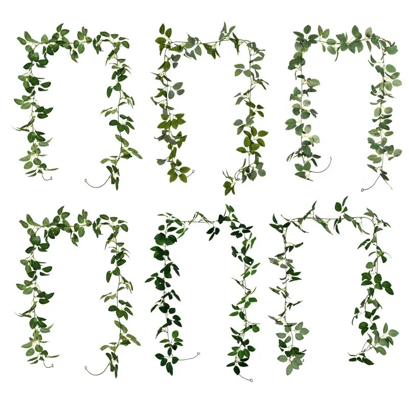 2m artificial rose-leaf rattan wrapped vine decoration