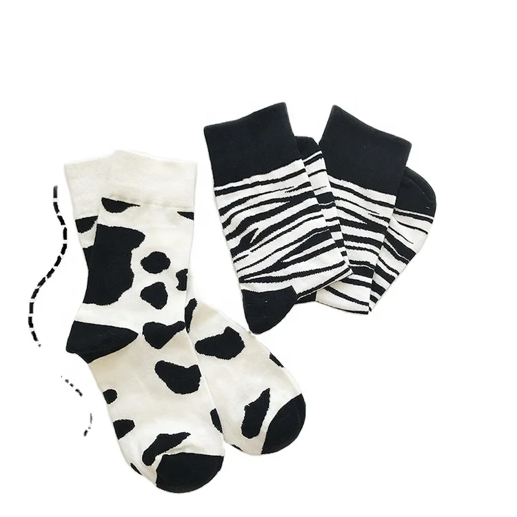 High Quality Comfortable Cow Pattern Zebra Pattern Socks custom Print Women  Socks