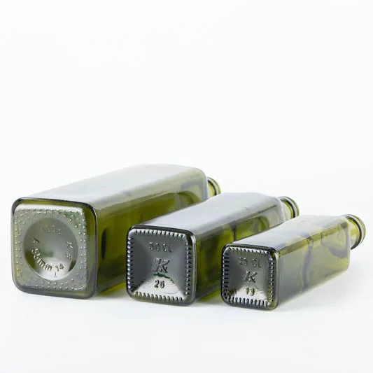 Green square glass olive oil bottle in stock 250ml 500ml 750ml 1000ml olive oil glass bottle with screw cap