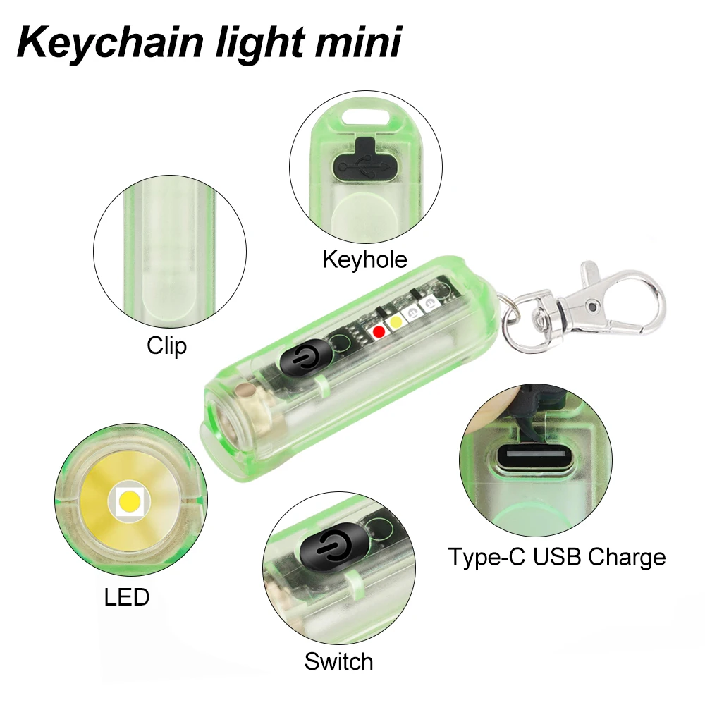 New Powerful LED Keychain Flashlight Waterproof Rechargeable Portable Torch Lamp Small Lightweight COB Light For Outdoor