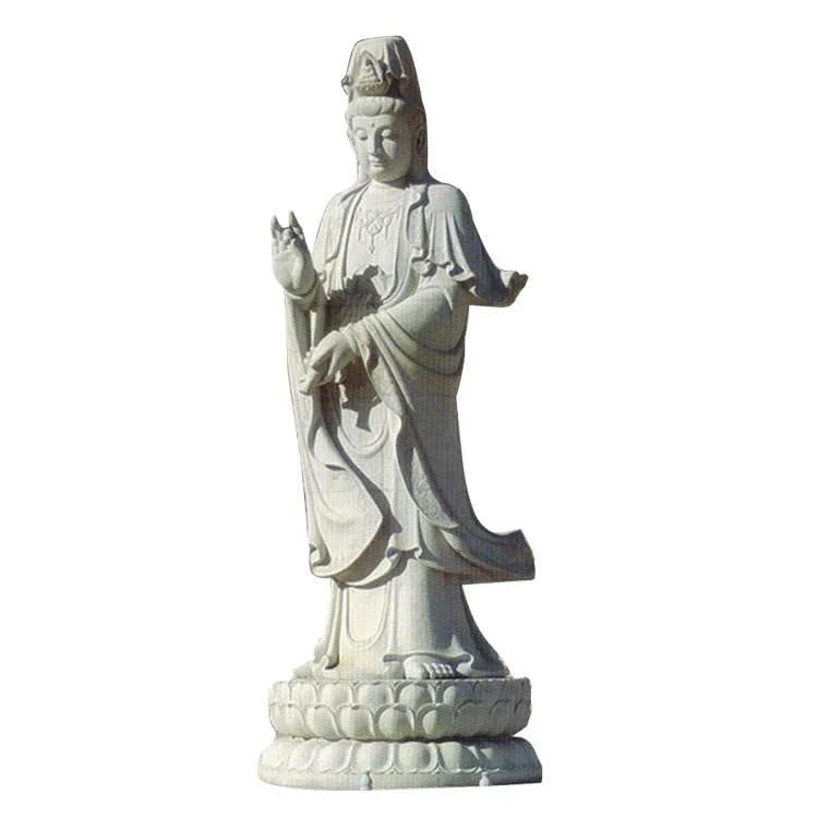 Chinese Hot Sale Natural Stone Carving Garden Outdoor Kuan Yin Bodhisattva Guan yin Buddha Statues Kwan Yin