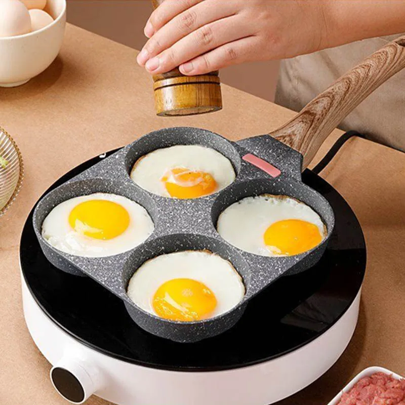 Fried Eggs Cooking Pan Kitchenware New Design 4 Small Pots in 1 Integrated Frying Pan Aluminium High Endurance
