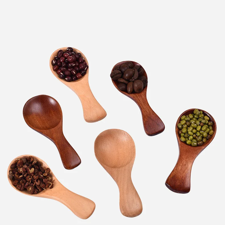 Hot Selling Wholesale Wooden Short Handle Dessert Ice Cream Coffee Tea Milk Powder Jam Mini Wood Spoons