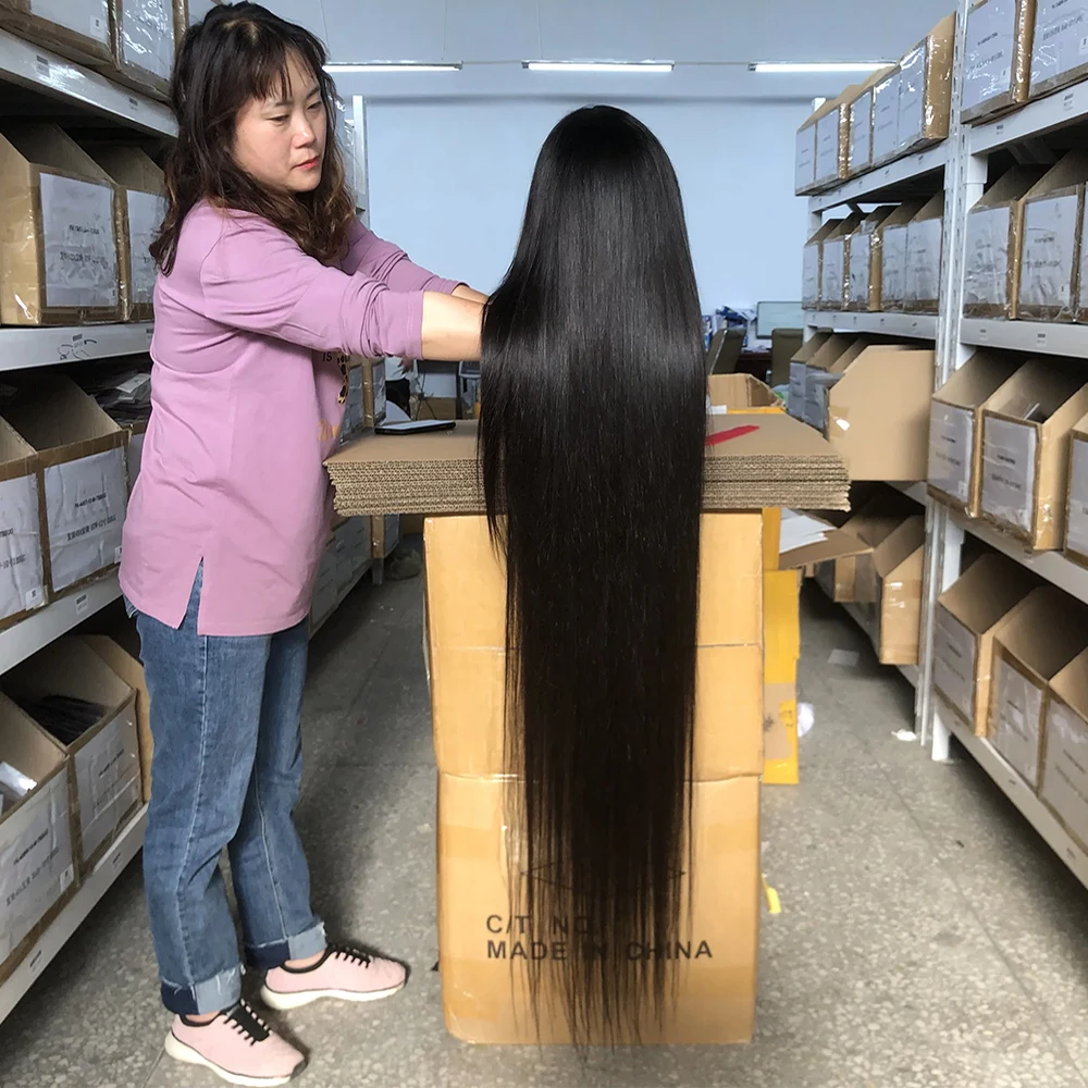 Невидимый парик из вьетнамских прямых человеческих волос на сетке высокой четкости 40 дюймов класс 10 А 100% натуральные необработанные человеческие волосы готовые к покупке парики