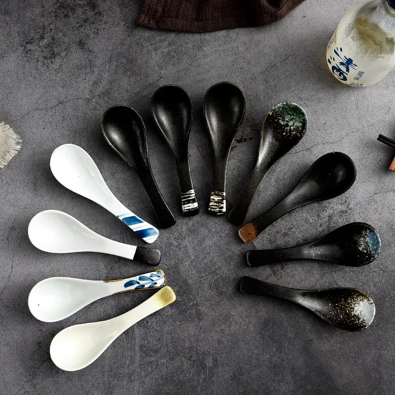 Оптовая продажа подставка под старину из японского фарфора керамическая ложка-Лапша для рамен и