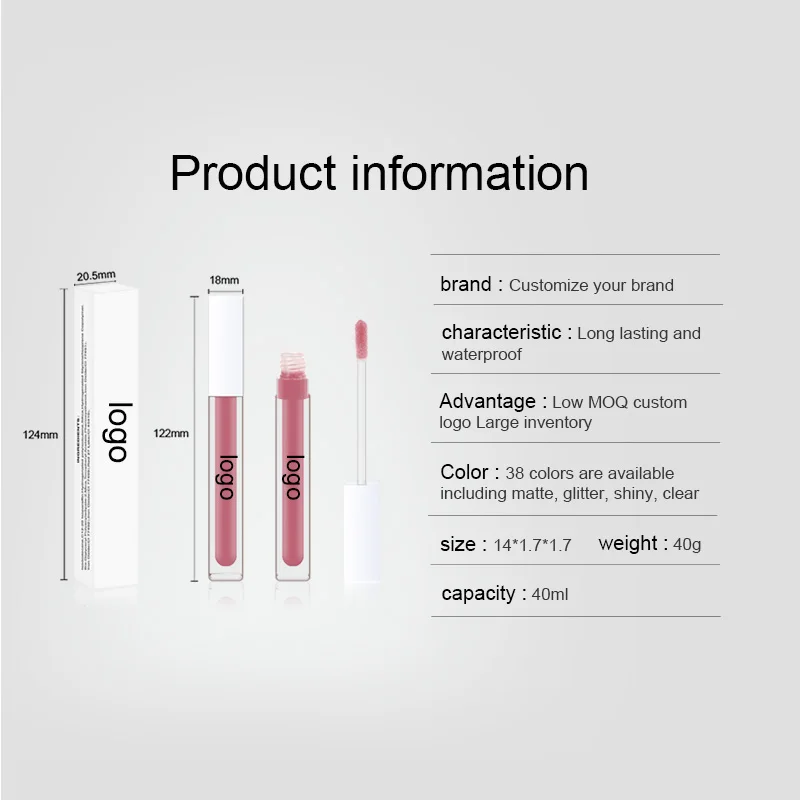 White long tube shinny plumping clear glossy lip gloss base essential oil