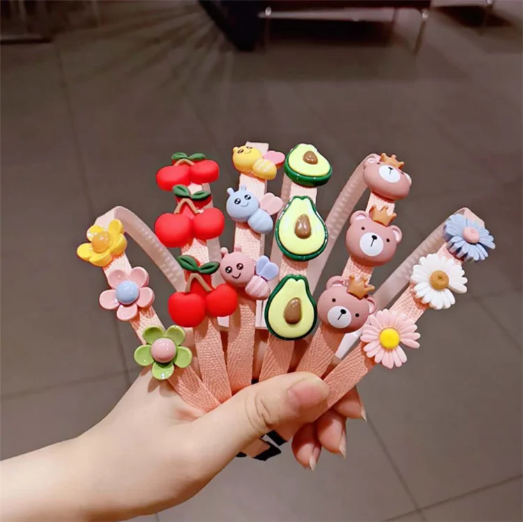 2022 Wholesale Korean Cute Child Cartoon Girl Hair Hoop Baby Hair Accessories Hair Bands Flower Kids Bow Headbands