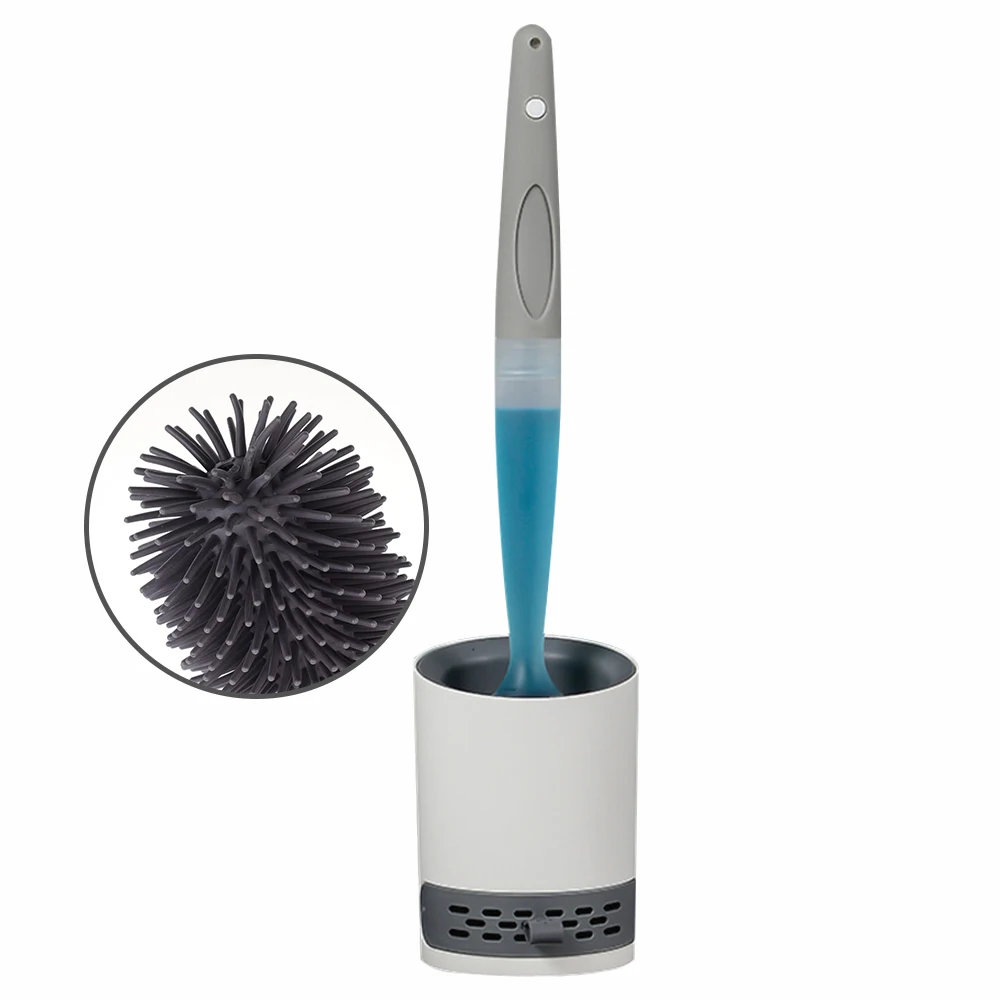 CF CTB06 Refillable Toilet Brush with soap Dispenser Bathroom Toilet Bowl Cleaner Brush Silicone Toilet Bowl Brush Holder Set