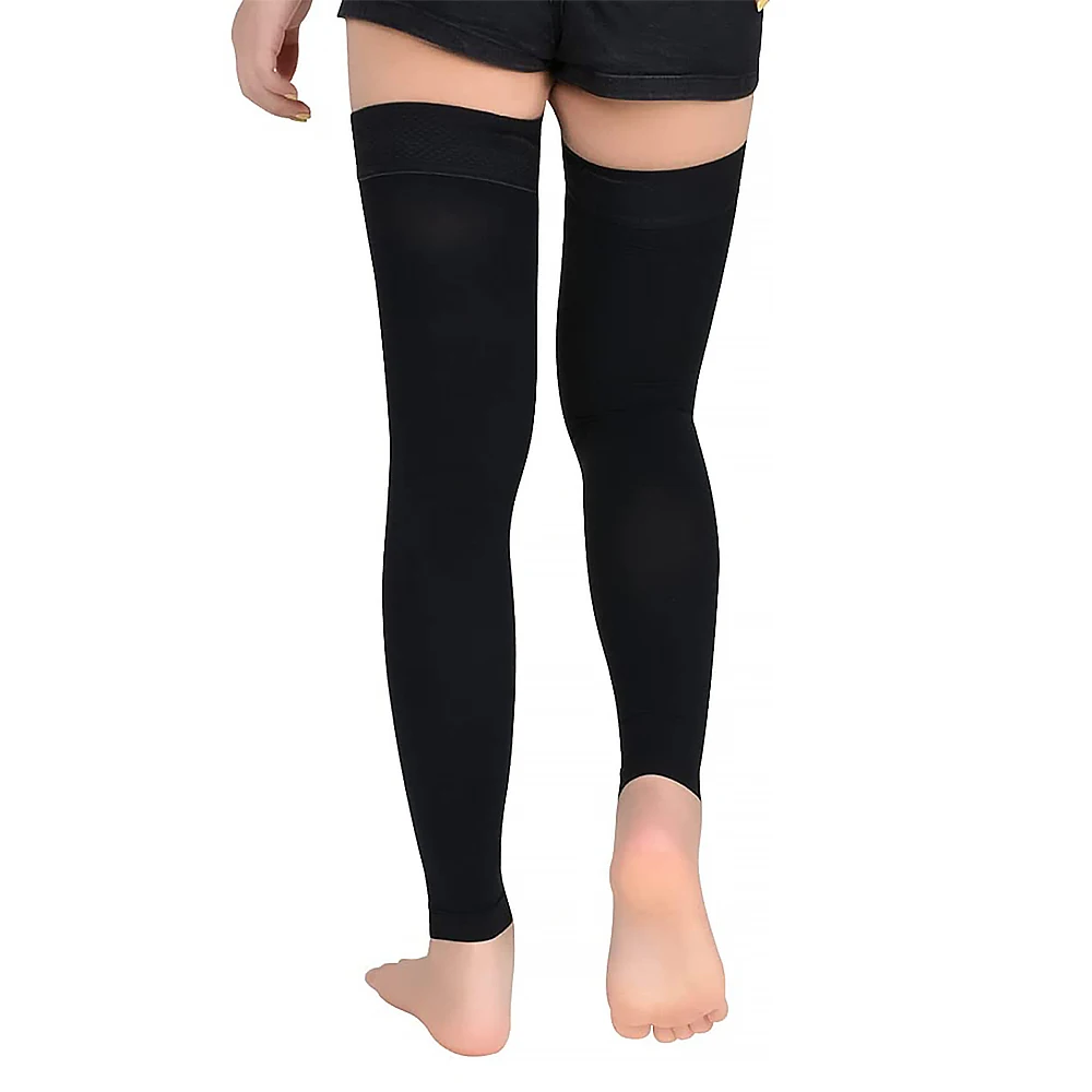 20-30 mmHg Swelling Varicose Veins Thigh High Compression Stockings Footless With Silicone