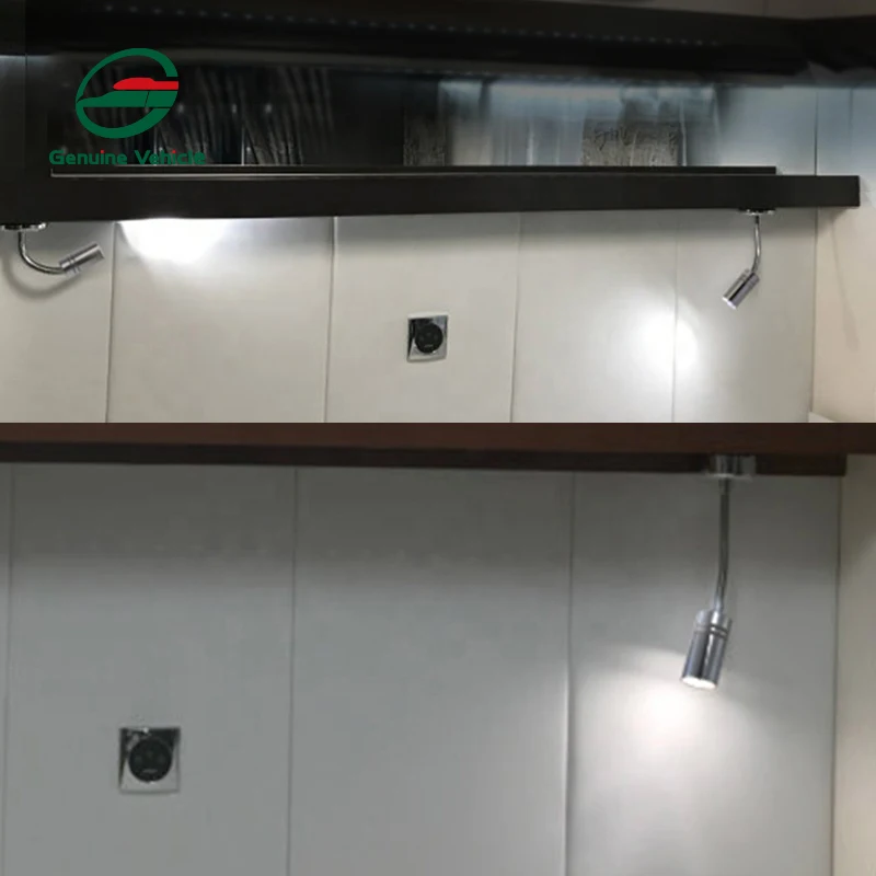 Genuine Vehicle RV Boat Interior Lighting systems 3W LED Dimmer Touch Switch Reading Light With USB Socket For Caravan Motorhome