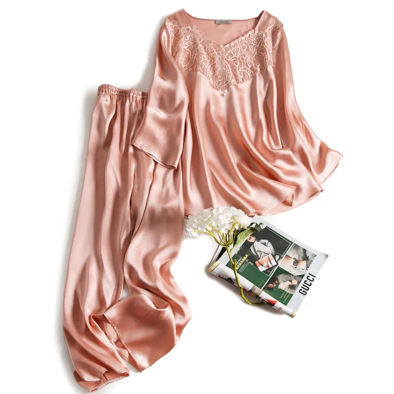 New Arrival Ladies 100% Silk Pajamas Set Sleepwear Mulberry Women Silk Pajama