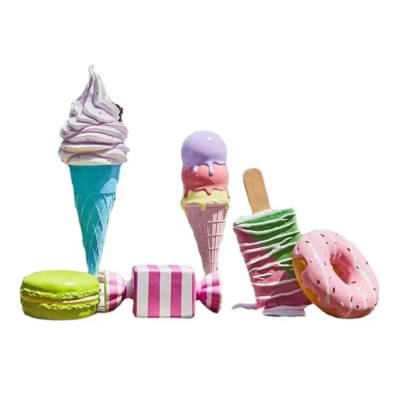 Shopping mall dessert shop ice cream shape fiber sculpture decoration fiberglass ice cream cone model sculpture