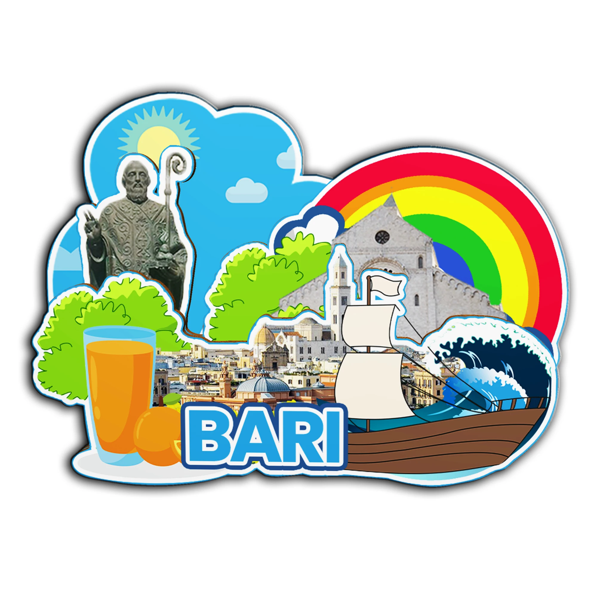 Refrigerator Magnet Bari Puglia Italy Fridge Magnet City Travel Souvenirs Gifts 3D Classic Home Crafts