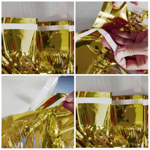 Настольная юбка с металлической бахромой для вечеринки, мишура из фольги, много тюлевых пачек, столовая посуда, свадебное украшение, праздничный стол для будущей мамы, 9 футов